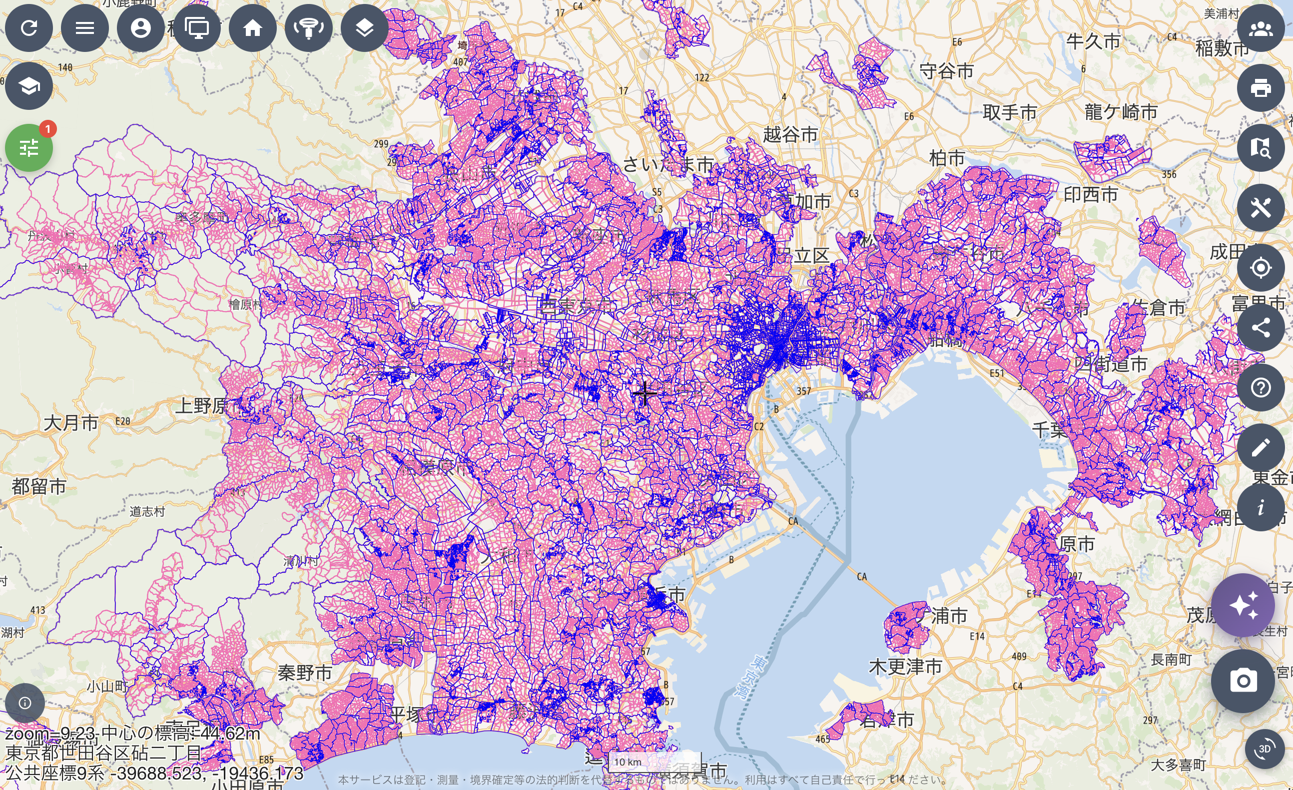 OH3で表示した関東小字地図