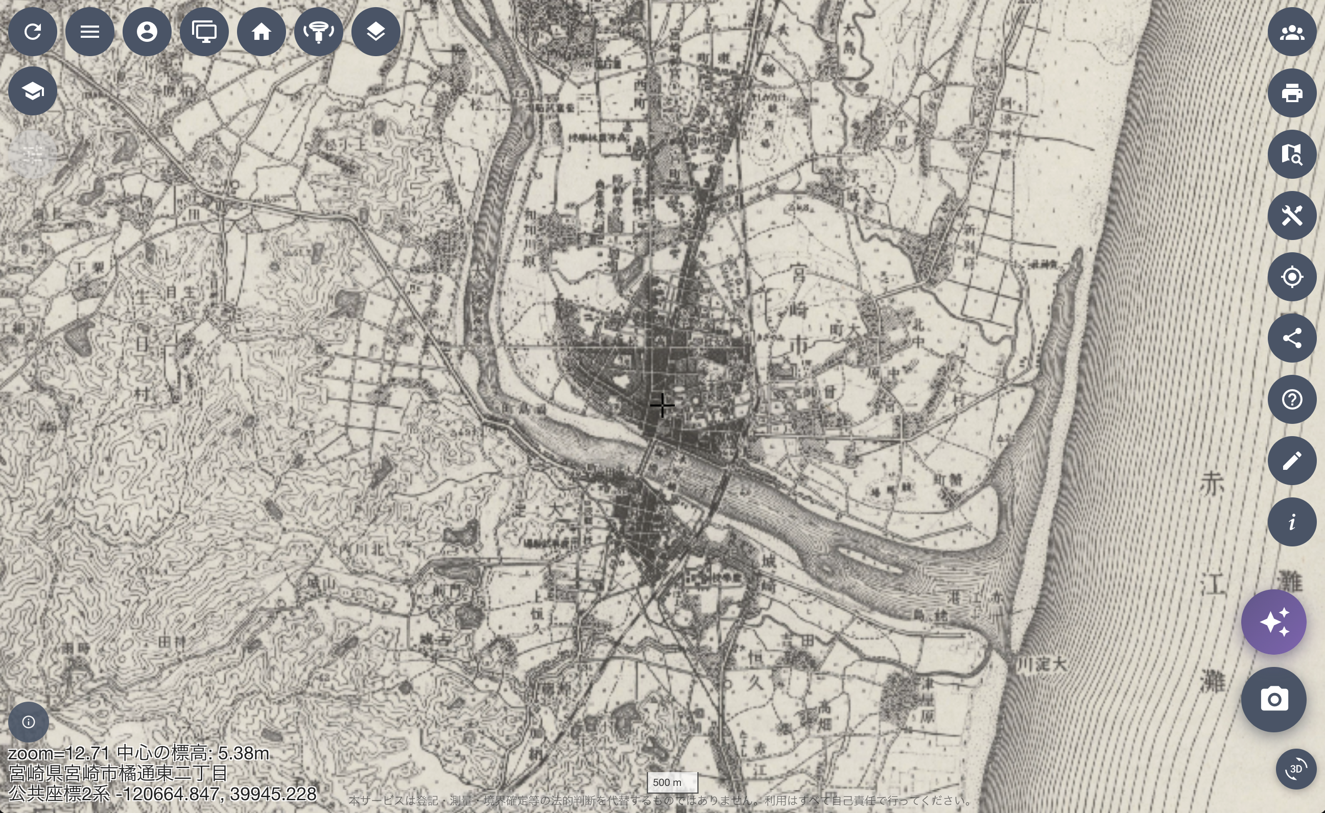 OH3で表示した戦前の旧版地形図